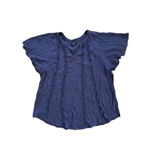 Zac & Rachel Trendy Loose Blouse Women's XL Lace Angel Sleeve Sheer Summer Top